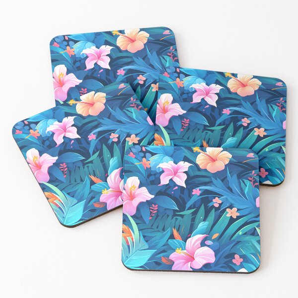Item preview, Cute Hot Summer Tropical Colorful Flower Pattern - Sunset Beach designed and sold by CozyKawaiiArt.