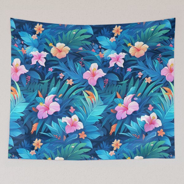 Item preview, Cute Hot Summer Tropical Colorful Flower Pattern - Sunset Beach designed and sold by CozyKawaiiArt.
