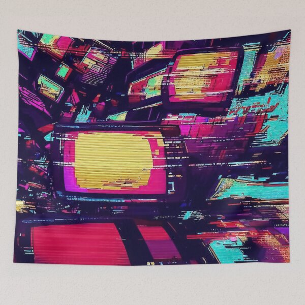 Item preview, Retro vintage colorful tv glitch wall pattern designed and sold by TomFrontierArt.