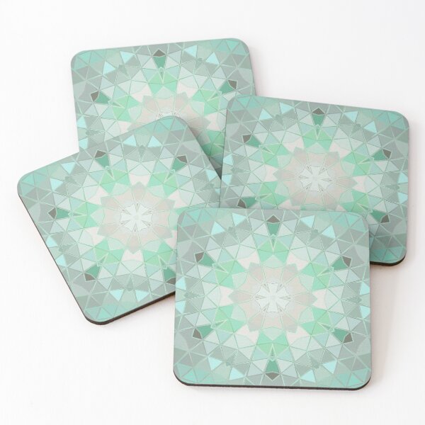 Item preview, Mandala Abstract Sea Foam Sea Glass Geometric Shapes and Triangles Pale Mint Light Grey designed and sold by Beachy.
