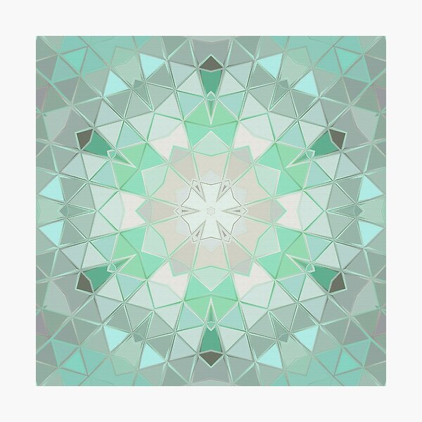 Mandala Abstract Sea Foam Sea Glass Geometric Shapes and Triangles Light  Turquoise Pale Grey Photographic Print for Sale by TerryArts