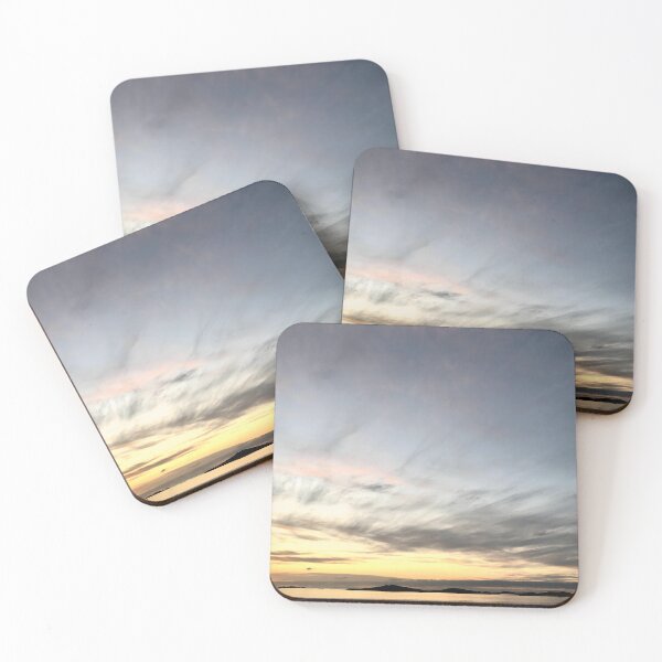 Item preview, Ocean 0.5 - sunset over the Isles of Scilly art print: a three tone pastel Cornish skyscape designed and sold by Oh Halo Berry.