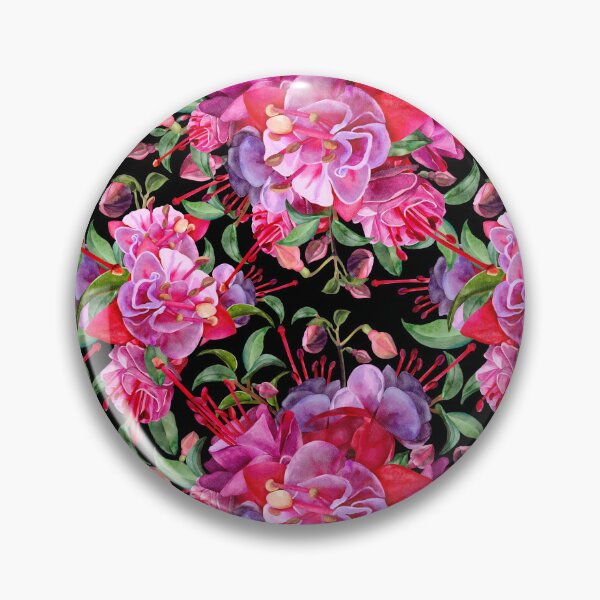 Item preview, Watercolor Fuchsia Flowers - Pink And Black designed and sold by Sketchbook Designs.