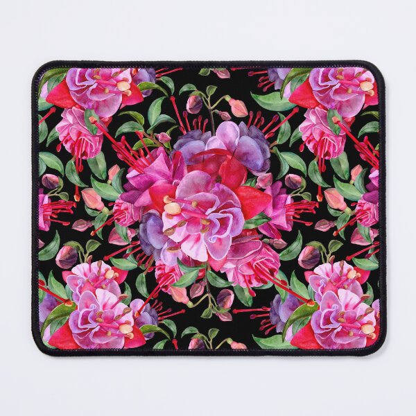 Item preview, Watercolor Fuchsia Flowers - Pink And Black designed and sold by Sketchbook Designs.
