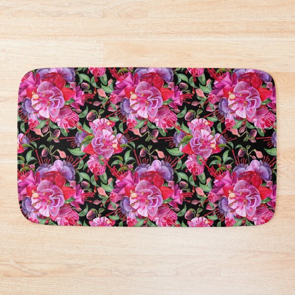 Item preview, Watercolor Fuchsia Flowers - Pink And Black designed and sold by Sketchbook Designs.
