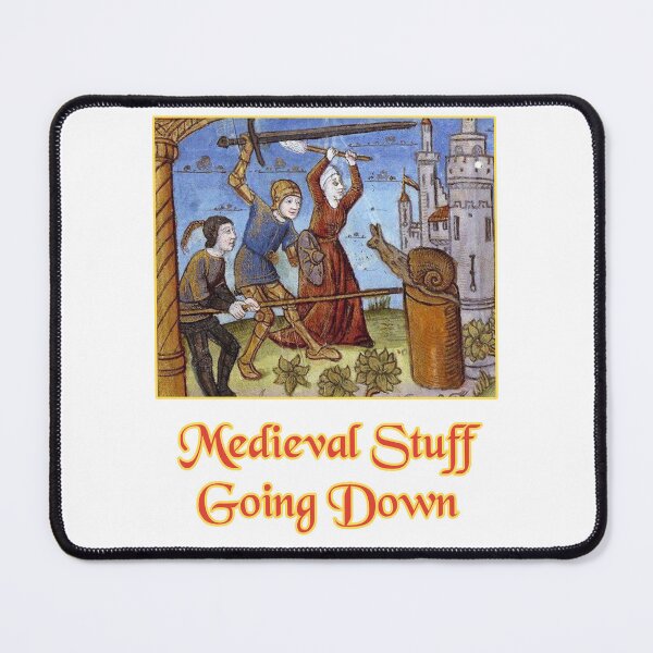 Item preview, 'Medieval Stuff Going Down' Snail Fight Naïve Painting - Medieval Designs Collection designed and sold by Ridiculam Toga.