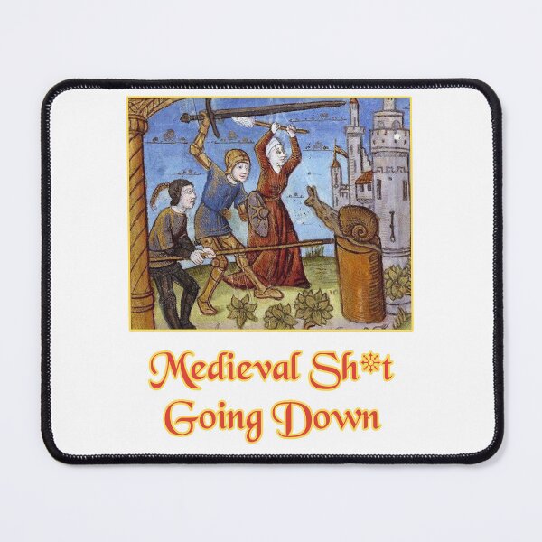 Item preview, 'Medieval Sh*t Going Down' Snail Fight Naïve Painting - Medieval Designs Collection designed and sold by Ridiculam Toga.