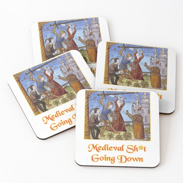 Item preview, 'Medieval Sh*t Going Down' Snail Fight Naïve Painting - Medieval Designs Collection designed and sold by Ridiculam Toga.