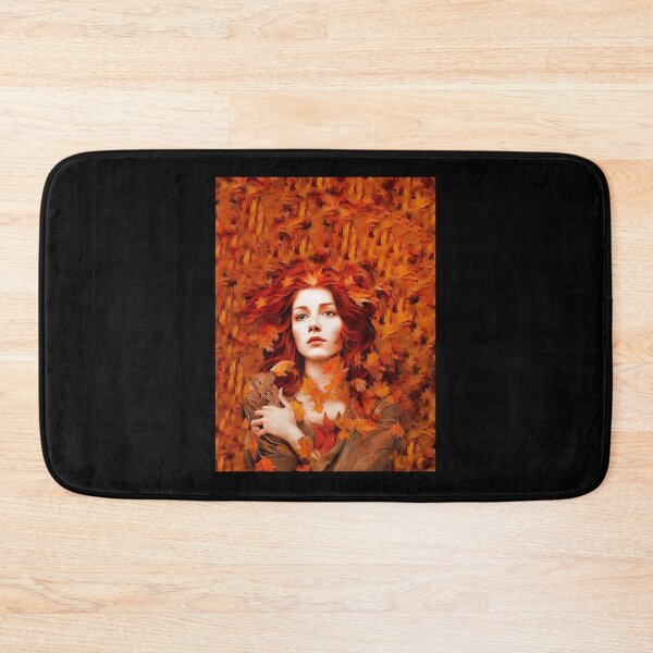 Item preview, beautiful girl painting covered in fall Leafs autumn seasonGraphic designed and sold by IndianRugCrafts.