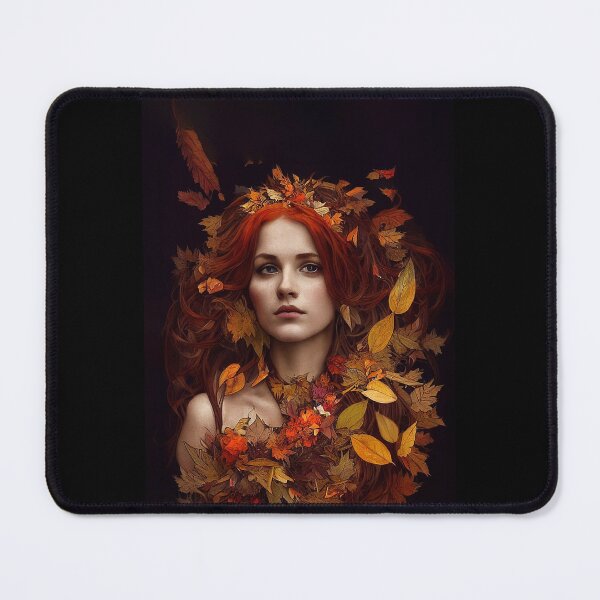 Item preview, beautiful girl painting covered in fall Leafs autumn seasonGraphic designed and sold by IndianRugCrafts.