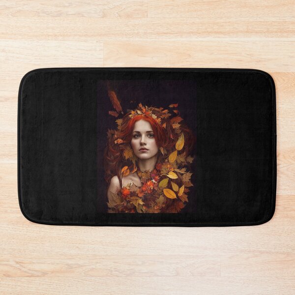 Item preview, beautiful girl painting covered in fall Leafs autumn seasonGraphic designed and sold by IndianRugCrafts.