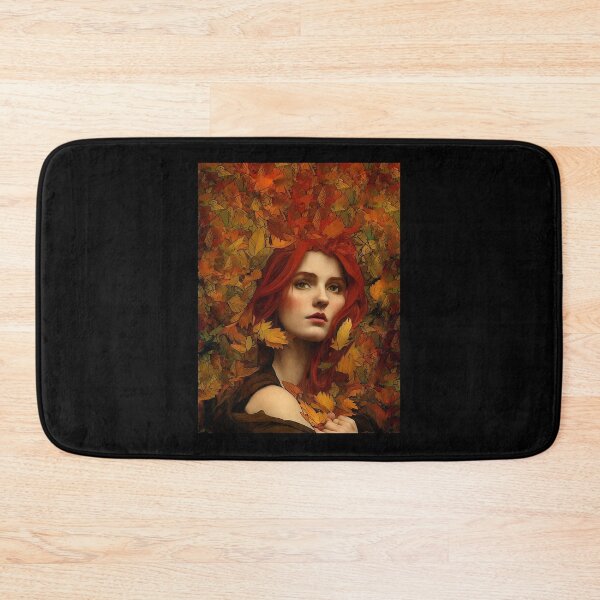 Item preview, beautiful girl painting covered in fall Leafs autumn seasonGraphic  designed and sold by IndianRugCrafts.