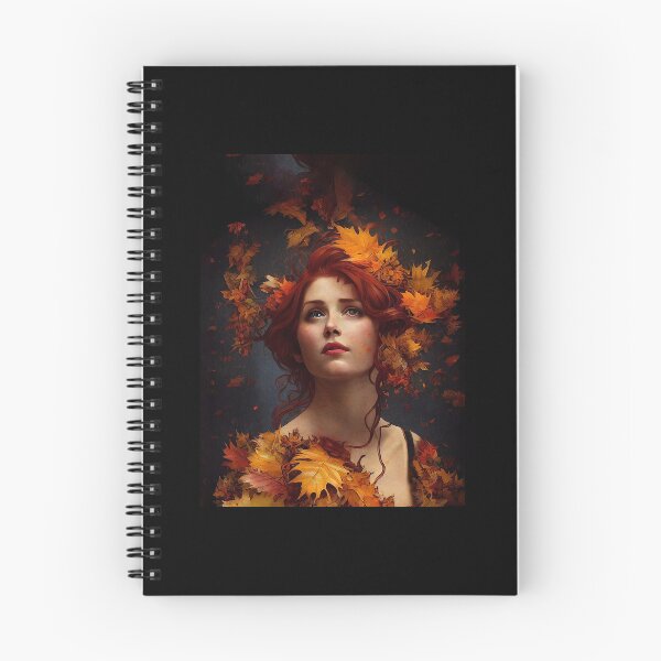 Item preview, beautiful girl painting covered in fall Leafs autumn seasonGraphic  designed and sold by IndianRugCrafts.
