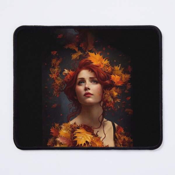Item preview, beautiful girl painting covered in fall Leafs autumn seasonGraphic  designed and sold by IndianRugCrafts.