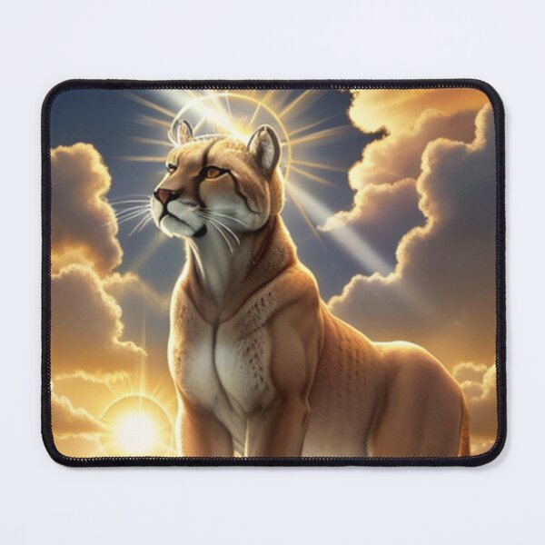Item preview, a-cougar-preying-in-heaven-with-a-halo-clouds-and-sun-rays-very-pretty-magical- designed and sold by tileartwork.