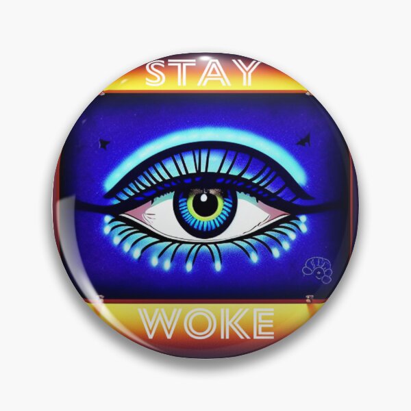 Item preview, Stay woke Blue Evil Eye Sticker design designed and sold by bipolarvirgoart.