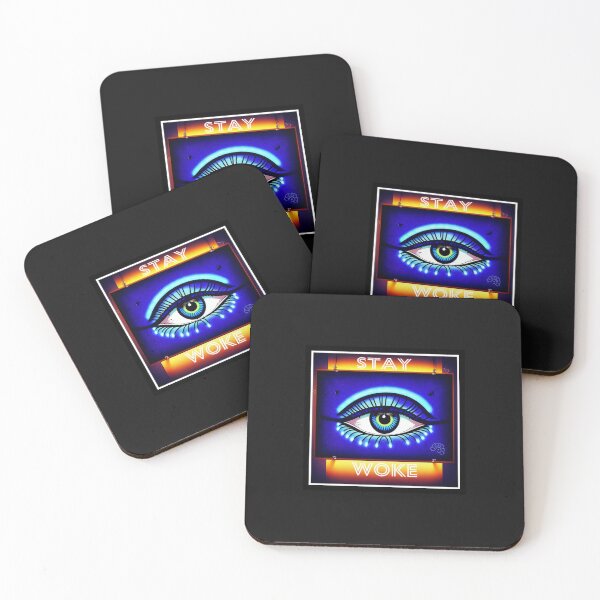 Item preview, Stay woke Blue Evil Eye Sticker design designed and sold by bipolarvirgoart.