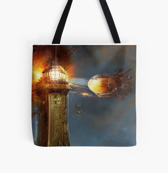 Steampunk Tower Attack! All Over Print Tote Bag