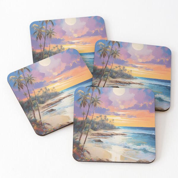 Item preview,  Moonlit Beach Oil Painting designed and sold by tropicaltee.