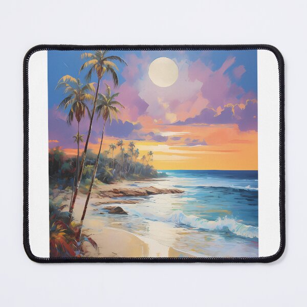 Item preview, Moonlit Beach Oil Painting designed and sold by tropicaltee.