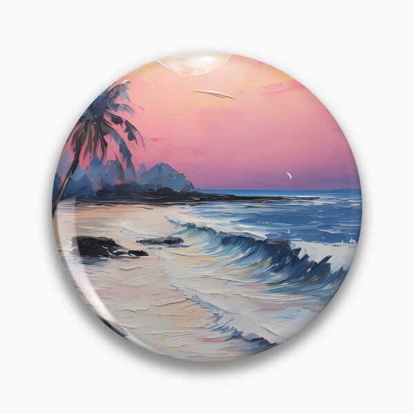 Artikelvorschau, Moonlit Beach Oil Painting entworfen und verkauft von tropicaltee.