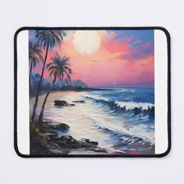 Artikelvorschau, Moonlit Beach Oil Painting entworfen und verkauft von tropicaltee.