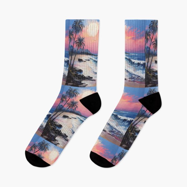 Item preview, Moonlit Beach Oil Painting designed and sold by tropicaltee.