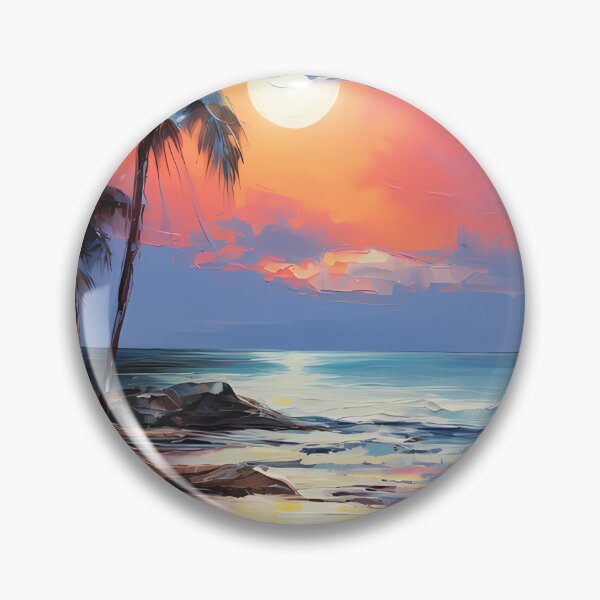 Artikelvorschau, Moonlit Beach Oil Painting entworfen und verkauft von tropicaltee.