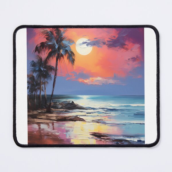 Artikelvorschau, Moonlit Beach Oil Painting entworfen und verkauft von tropicaltee.