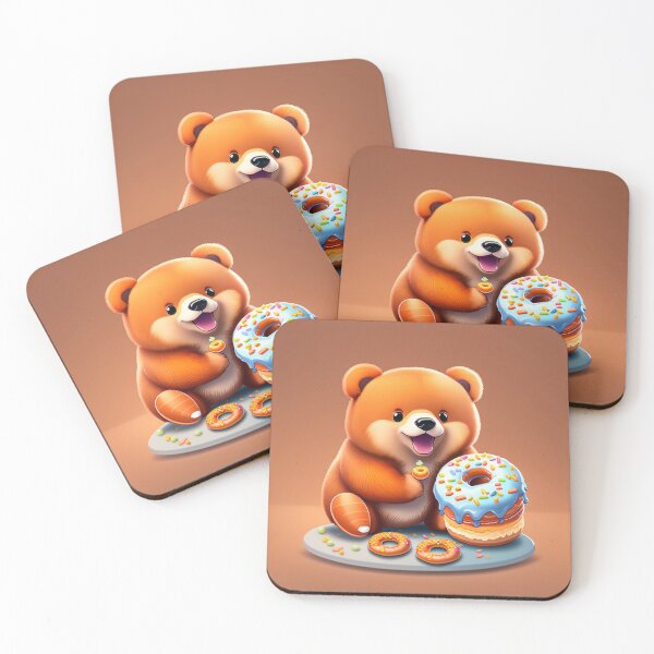 Item preview, Magical bear happily eating donus designed and sold by Magical-bear.