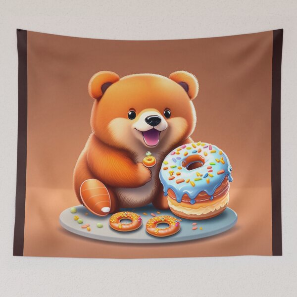 Item preview, Magical bear happily eating donus designed and sold by Magical-bear.