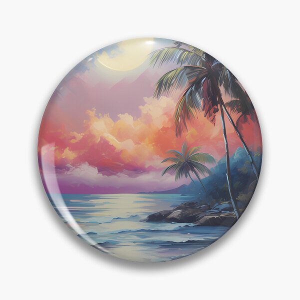 Artikelvorschau, Moonlit Beach Oil Painting entworfen und verkauft von tropicaltee.