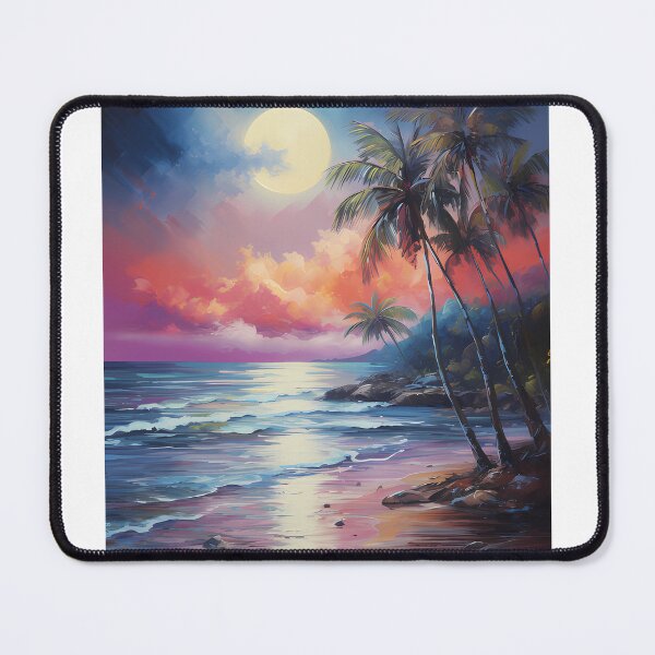 Artikelvorschau,  Moonlit Beach Oil Painting entworfen und verkauft von tropicaltee.
