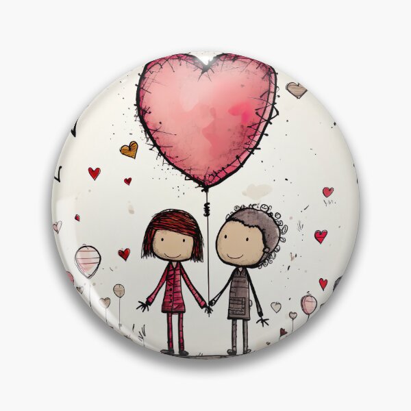 Item preview, Stickfigure love - big heart balloon designed and sold by miss-keysmash.