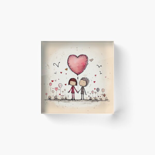 Item preview, Stickfigure love - big heart balloon designed and sold by miss-keysmash.