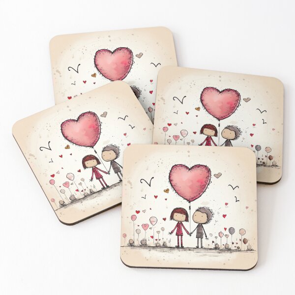 Item preview, Stickfigure love - big heart balloon designed and sold by miss-keysmash.