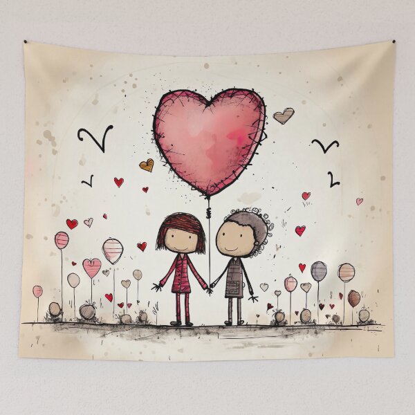 Item preview, Stickfigure love - big heart balloon designed and sold by miss-keysmash.