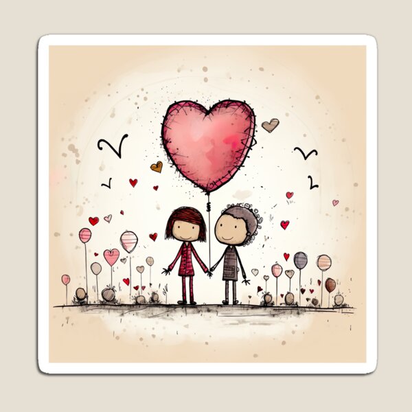 Item preview, Stickfigure love - big heart balloon designed and sold by miss-keysmash.