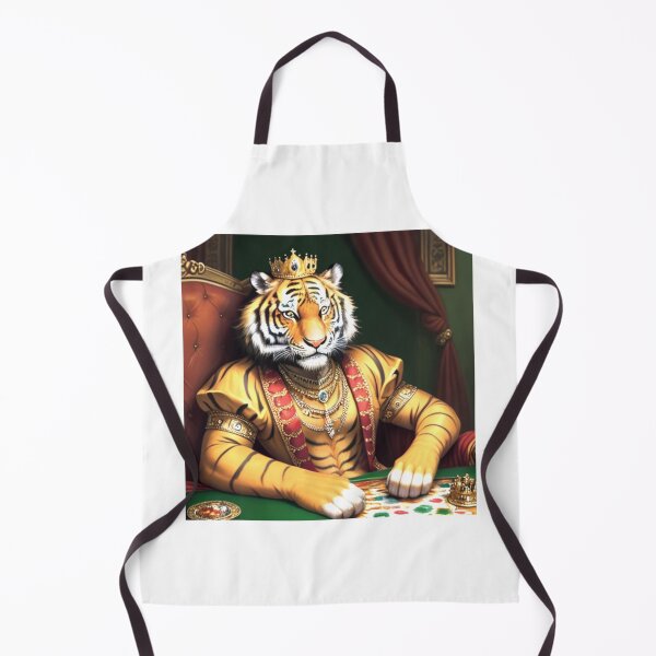 Item preview, rich-tiger-with-crown-and-jewelry-sitting-at-his-thorne-with-lots-of-riches-oil-painting-colorful- designed and sold by tileartwork.