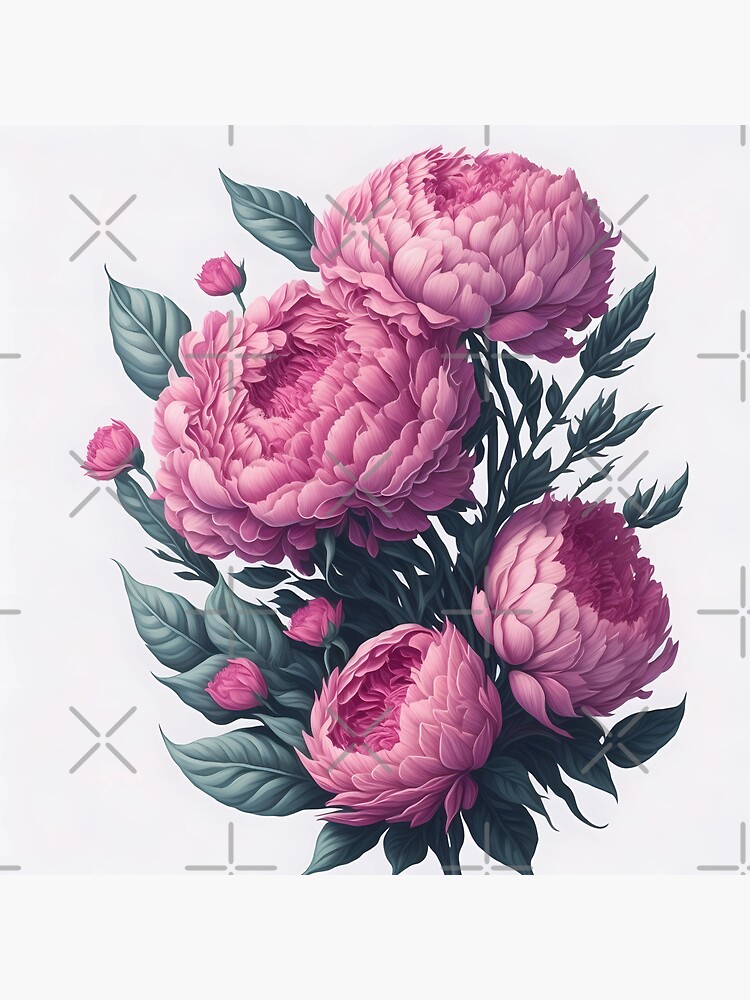 Thumbnail 3 of 3, Sticker, Pink Peony Bouquet designed and sold by Victoria Riabov.