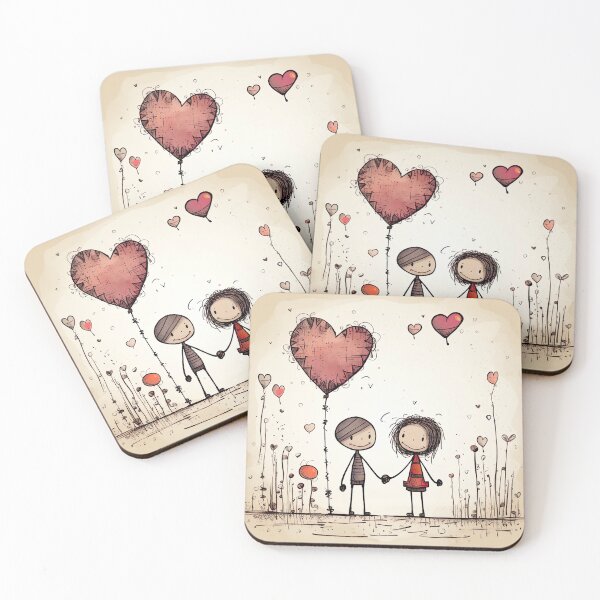 Item preview, Stickfigure love - big heart balloon designed and sold by miss-keysmash.
