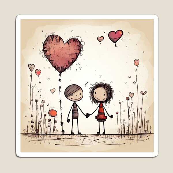 Item preview, Stickfigure love - big heart balloon designed and sold by miss-keysmash.
