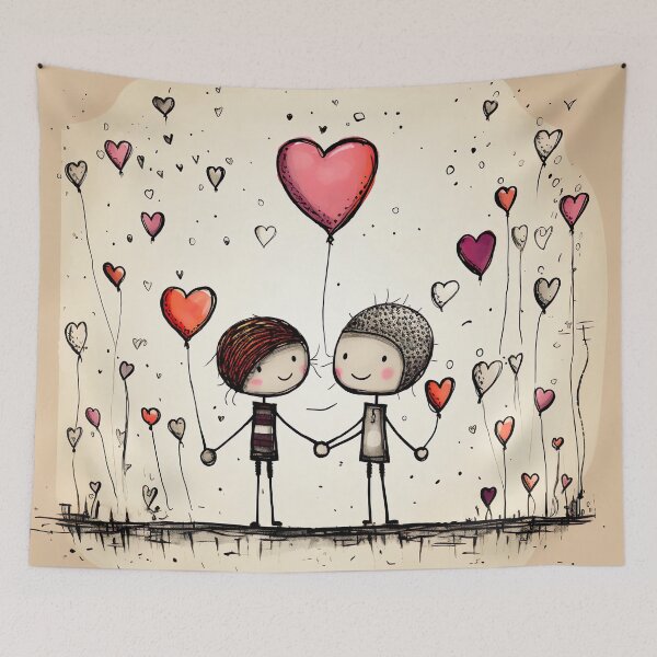 Item preview, Stickfigure love - heart balloon designed and sold by miss-keysmash.