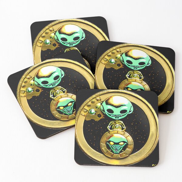 Item preview, an-alien-coin-from-year-3010-with-an-alien-on-it-made-of-gold-very-old-663075112 (1) designed and sold by tileartwork.