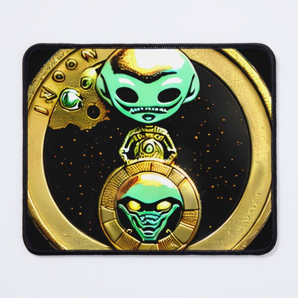 Item preview, an-alien-coin-from-year-3010-with-an-alien-on-it-made-of-gold-very-old-663075112 (1) designed and sold by tileartwork.