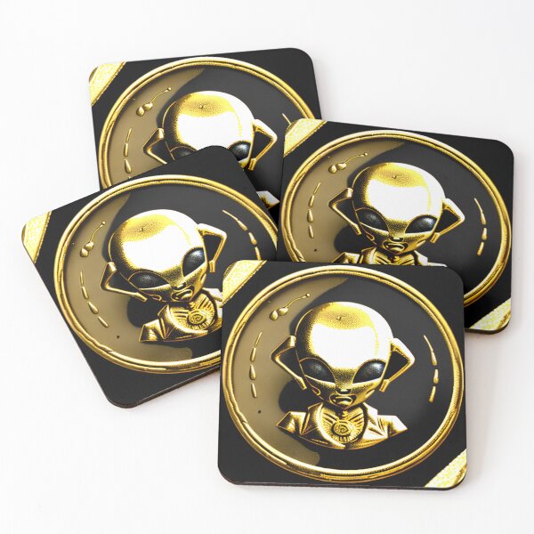 Item preview, an-alien-coin-from-year-3010-with-an-alien-on-it-made-of-gold-very-old-663075112 (3) designed and sold by tileartwork.