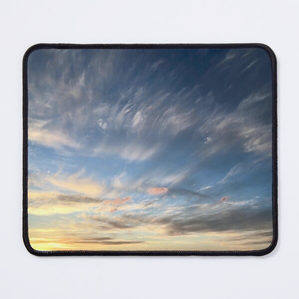 Item preview, Ocean 0.6 - sunset over the Isles of Scilly art print: broody blue sky, cirrus clouds designed and sold by Oh Halo Berry.