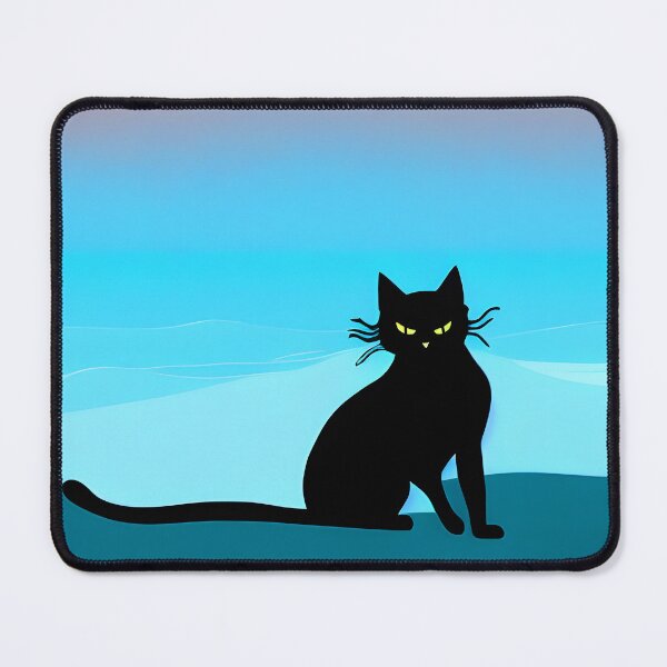 Item preview, Black Cat on a Blue Beach AI Art designed and sold by Beachy.