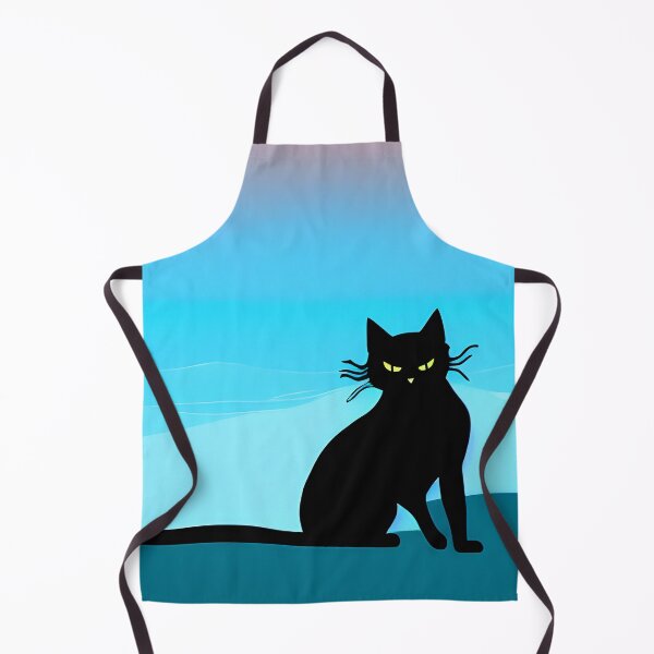 Item preview, Black Cat on a Blue Beach AI Art designed and sold by Beachy.