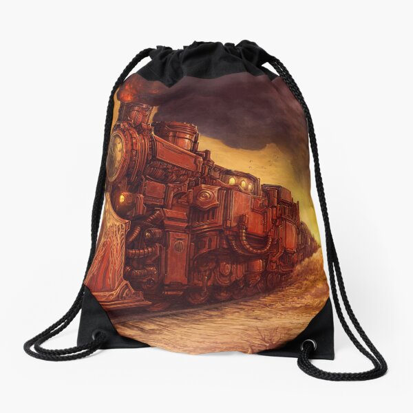 Steampunk Locomotive Drawstring Bag